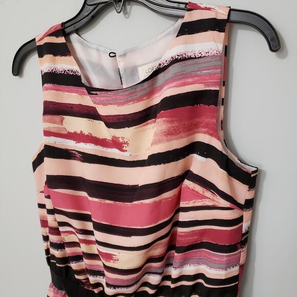 LOFT Striped Boat Neck Sleeveless Cinched Dress Small - Picture 3 of 11